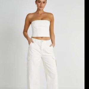 Meshki Jordana Denim Top - Ecru